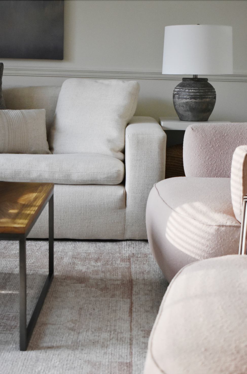 White Down-Feathered Sofa 96"