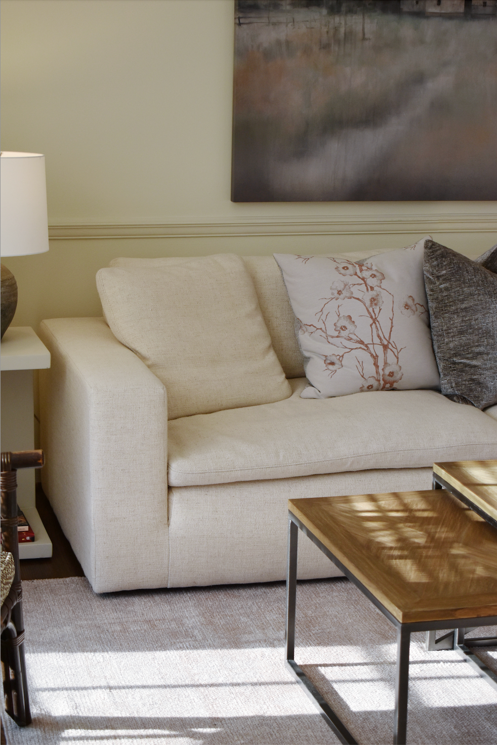 White Down-Feathered Sofa 96"