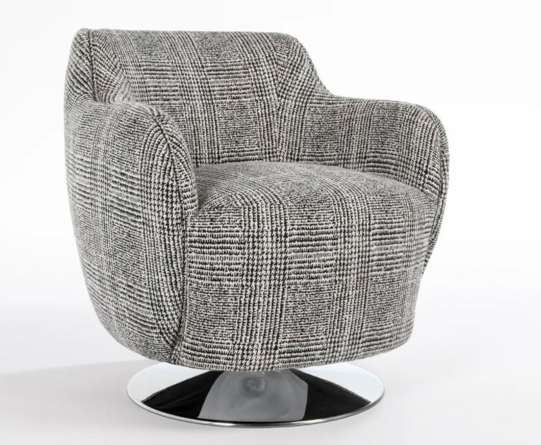 Leslie Swivel Accent Chair Glen Plaid