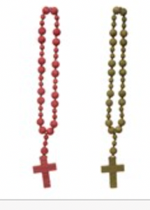 23 1/2" L Wood Bead Rosary w/ Cross