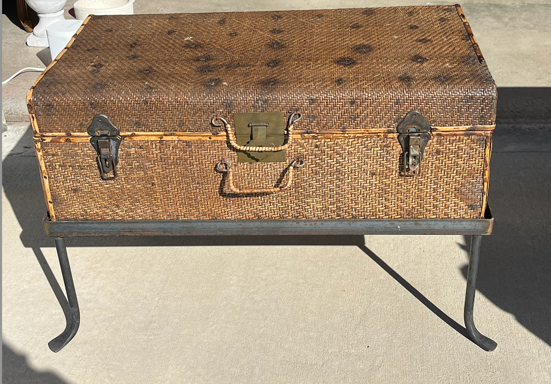 French Wicker Trunk with Stand